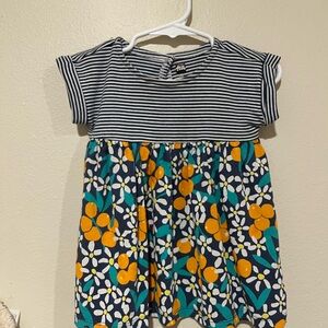 Tea Collection Striped and Floral Dress - Navy and Orange